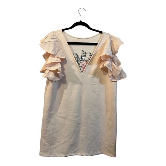 Zara Peach Colour Ruffled Sheath Mini Dress - Picture 5 of 6